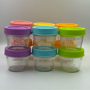 Tiblue 12 Glass Baby Food Storage Jars 2oz Multicolor Lids Screw On Lids